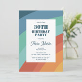 レトロカラフルGroovy Rainbow 30th誕生日 招待状 (スタンド正面)