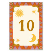 レトロカラフルGroovy Wavy Boho結婚のテーブル番号 テーブルナンバー (正面)