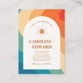 レトロカラフルGroovy Wavy Boho結婚のQrコード 名刺 (正面)