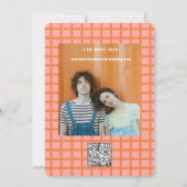 レトロカラフルGroovy Wavy Boho結婚のQrコード 招待状 (裏面)