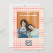 レトロカラフルGroovy Wavy Boho結婚のQrコード 招待状 (裏面)