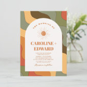 レトロカラフルGroovy Wavy Boho結婚のQrコード 招待状 (スタンド正面)