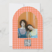 レトロカラフルGroovy Wavy Boho結婚のQrコード 招待状 (裏面)