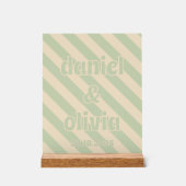 レトロカラフルGroovy Wavy Boho 結婚's アクリルサイン (正面)