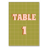 レトロカラフルGroovy Wavy Boho 結婚's テーブルナンバー (正面)