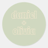 レトロカラフルGroovy Wavy Boho 結婚's ラウンドシール (正面)