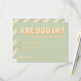 レトロカラフルGroovy Wavy Boho 結婚's 出欠カード