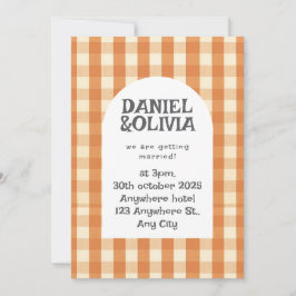 レトロカラフルGroovy Wavy Boho 結婚's 招待状