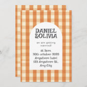 レトロカラフルGroovy Wavy Boho 結婚's 招待状 (正面/裏面)