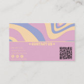 レトロカラフルQRコードガーリーGroovy波線 名刺 (裏面)