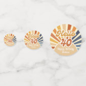 レトロカラフルSun Groovy Wave Hello 40th Birthday コンフェッティ (正面)