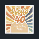 レトロカラフルSun Groovy Wave Hello 40th Birthday スタンダードカクテルナプキン<br><div class="desc">私たちの転がレトロSun Groovy Wave 40thバースデー招待状ナプキンで40を回すカラフルと、良い時間を過ごそう！これらの陽気で活気のあるナプキンは、あなたの誕生祝いのための完璧なアクセサリーである。レトロな太陽のデザインとグルーヴな波のパターンを備え、これらのナプキンはあなたのパーティーにノスタルジックな雰囲気をもたらし、忘れられない。</div>