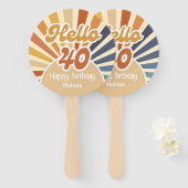 レトロカラフルSun Groovy Wave Hello 40th Birthday ハンドファン (正面&裏面)
