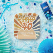 レトロカラフルSun Groovy Wave Hello 40th Birthday ペーパープレート (パーティー)