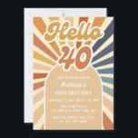 レトロカラフルSun Groovy Wave Hello 40th Birthday 招待状<br><div class="desc">祝カラフルレトロSun Groovy Wave 40thバースデー招待状とスタイル!このデザインとマイルストーンのお祝いでロックンロールの準備鮮やかをファンキー整える。グルーヴな波と色の飛び散りはっきりしたを特徴とするこの招待は、思い出に残るおもしろいを満たした誕生日のバッシュを投げるのに最適である。あなたの最も近い友人や家族にそれを送り、良い雰囲気と懐かしい雰囲気を転が入れなさい！</div>
