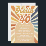 レトロカラフルSun Groovy Wave Hello 40th Birthday 招待状<br><div class="desc">祝カラフルレトロSun Groovy Wave 40thバースデー招待状とスタイル!このデザインとマイルストーンのお祝いでロックンロールの準備鮮やかをファンキー整える。グルーヴな波と色の飛び散りはっきりしたを特徴とするこの招待は、思い出に残るおもしろいを満たした誕生日のバッシュを投げるのに最適である。あなたの最も近い友人や家族にそれを送り、良い雰囲気と懐かしい雰囲気を転が入れなさい！</div>