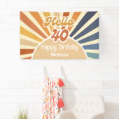 レトロカラフルSun Groovy Wave Hello 40th Birthday 横断幕 (インサイチュ)