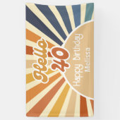 レトロカラフルSun Groovy Wave Hello 40th Birthday 横断幕 (縦)
