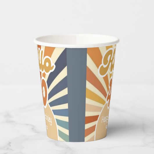 レトロカラフルSun Groovy Wave Hello 40th Birthday 紙コップ (左)