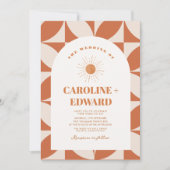 レトロカラフルSun Wavy Boho結婚のQrコード 招待状 (正面)