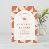 レトロカラフルSun Wavy Boho結婚のQrコード 招待状 (スタンド正面)