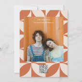 レトロカラフルSun Wavy Boho結婚のQrコード 招待状 (裏面)