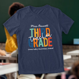 レトロカラーのサードグレードの先生 名前入り トライブレンドTシャツ