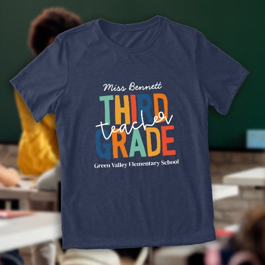 レトロカラーのサードグレードの先生 名前入り トライブレンドTシャツ