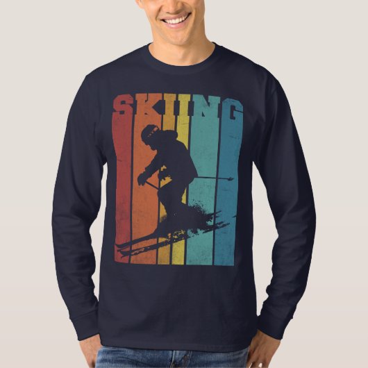 レトロカラーのスキー Tシャツ (正面)