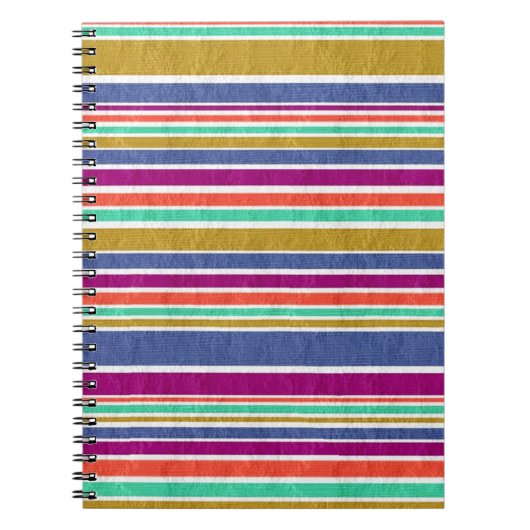 レトロカラーのテクスチャ付きルックストライプー ノートブック (正面)
