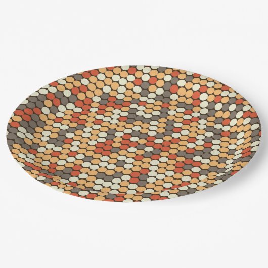 レトロカラーのドットパターン ペーパープレート (アングル)