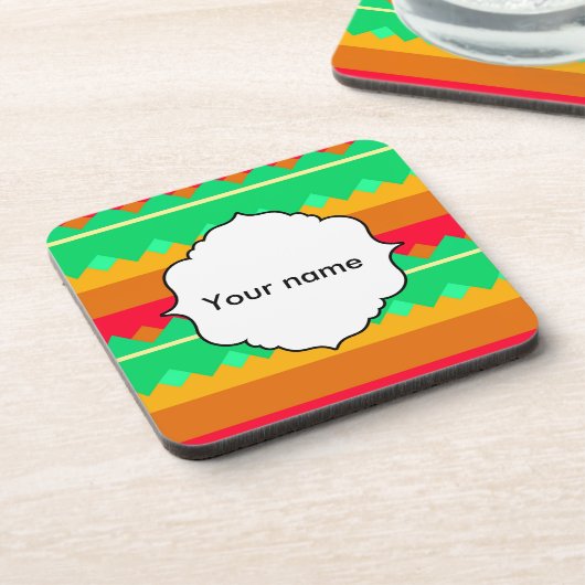 レトロカラーの図形 コースター (左側)