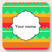 レトロカラーの図形 コースター (正面)