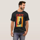 レトロカラーの猫の影のシルエット Tシャツ (正面フル)