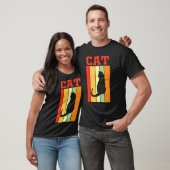 レトロカラーの猫の影のシルエット Tシャツ (ユニセックス)