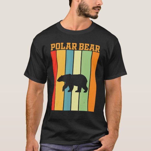 レトロカラーのPolar Bearシャドウシルエット Tシャツ (正面)