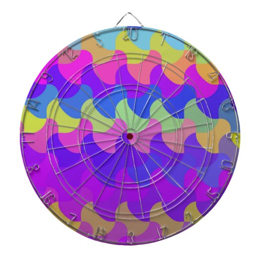 レトロカラーシームレスパターンアート ダーツボード (正面)