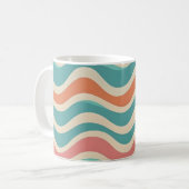 レトロカラーズウェーブボースタイル抽象芸術パターン コーヒーマグカップ (正面左)