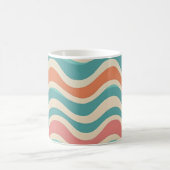 レトロカラーズウェーブボースタイル抽象芸術パターン コーヒーマグカップ (中央)