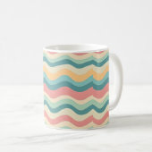 レトロカラーズウェーブボースタイル抽象芸術パターン コーヒーマグカップ (正面右)