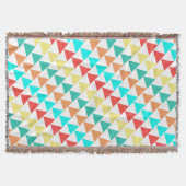 レトロカラーズトライアングルミントレッドコーラル抽象芸術 スローブランケット (正面)
