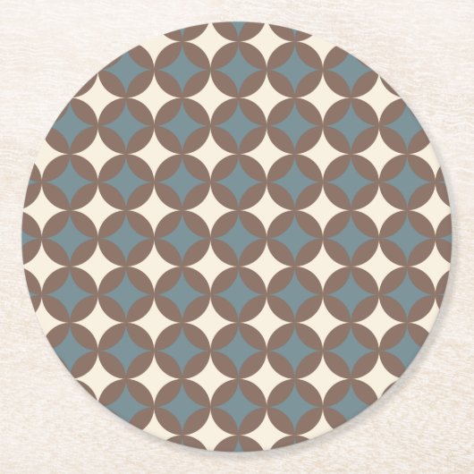 レトロカラーズミッドセンチュリーモダンサークル ラウンドペーパーコースター (正面)