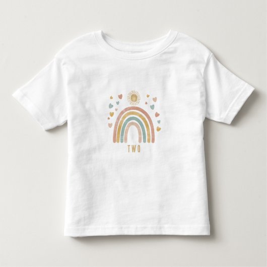 レトロカラーズレインボーアンドサン誕生日時代 トドラーTシャツ (正面)