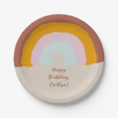 レトロカラーズレインボードードルカスタムメッセージ ペーパープレート (正面)