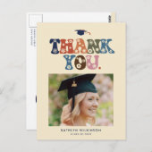 レトロカラータイポグラフィ写真卒業ありがとう ポストカード (正面/裏面)