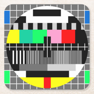 レトロカラーテレビのテスト画面 スクエアペーパーコースター