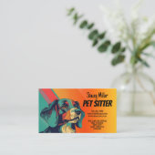 レトロカラードッグペット着座名刺 名刺 (スタンド正面)