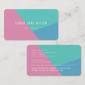 レトロカラーブロックはっきりした – ピンク、青、緑 名刺 (正面/裏面)