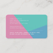 レトロカラーブロックはっきりした – ピンク、青、緑 名刺 (裏面)