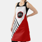 レトロカラーブロックストライプのパターン(モノグラム) エプロン (インサイチュ)